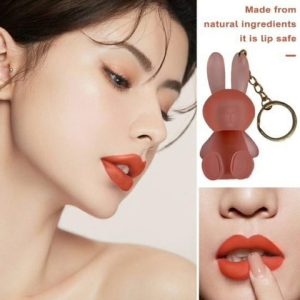 Cute Rabbit Keychain Lipgloss Adorable, Portable & Hydrating Lip Care with Glossy Shine (Pack of 3)