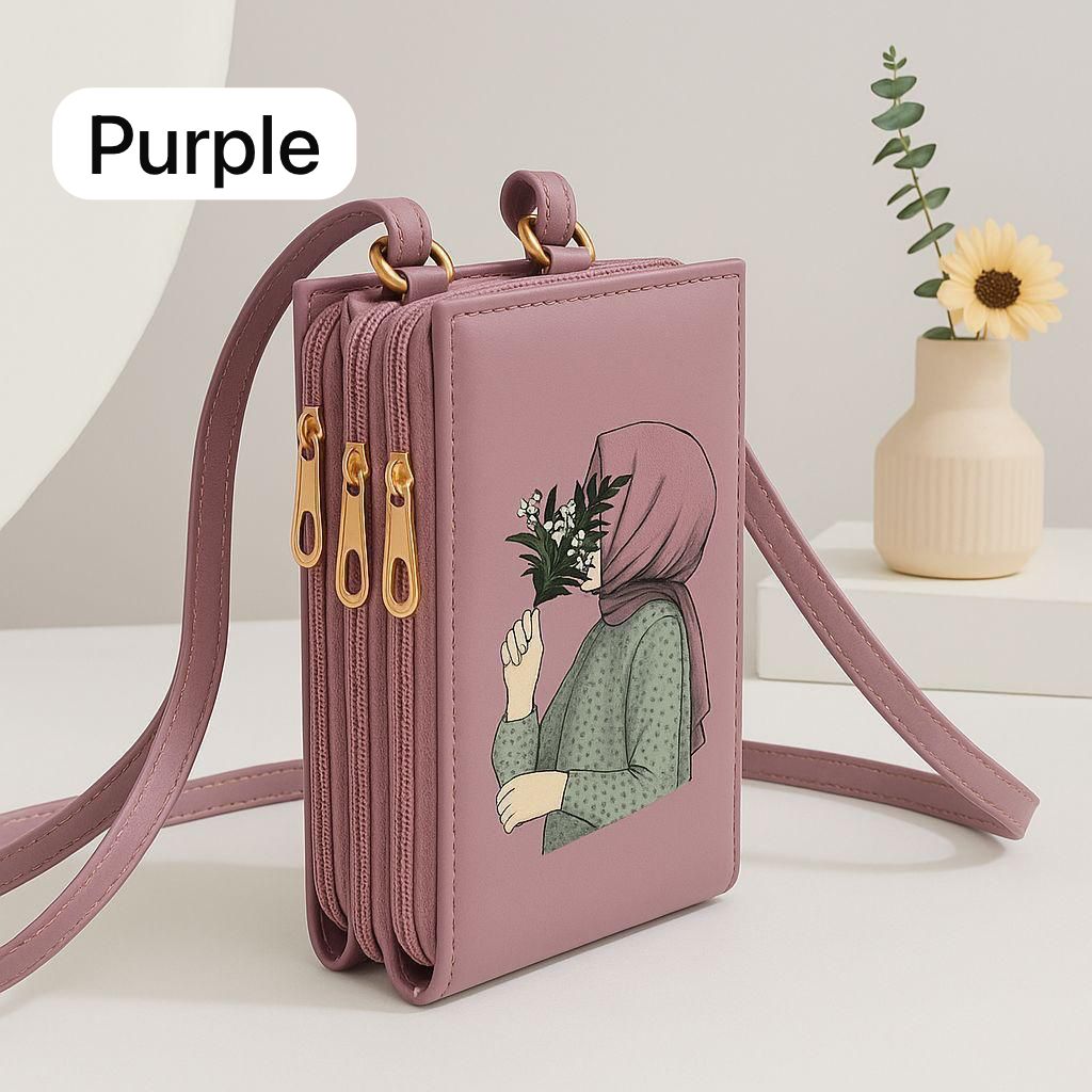Elegance in Bloom: Illustrated Crossbody Mobile Wallet & Organizer - Image 2