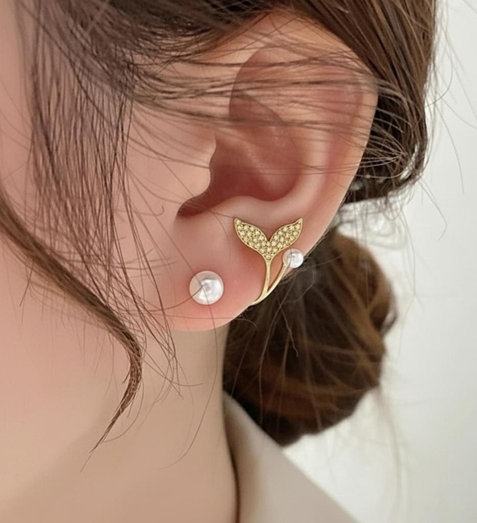 AUJ-939 Korean Fish Tail Earrings Elegant Fashion Jewellery, Stylish Accessory for Women - Image 3