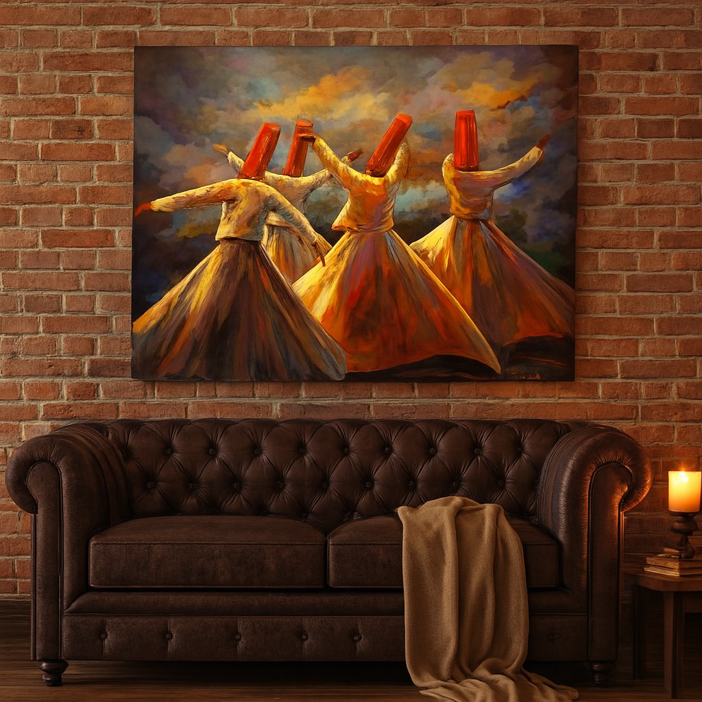 Whirling Dervish Wall Art Painting Sufi Dance Canvas, Spiritual Home Décor (12x16) - Image 2