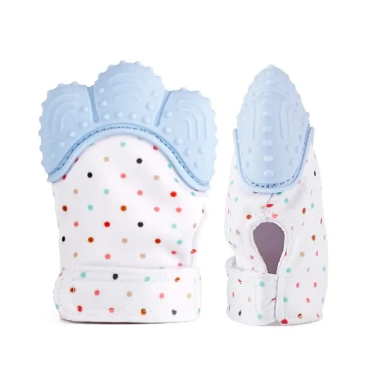 BABY SILICONE TEETHING MITTEN GLOVES NEWBORN CHEWABLE MITTENS TEETHER - Image 5