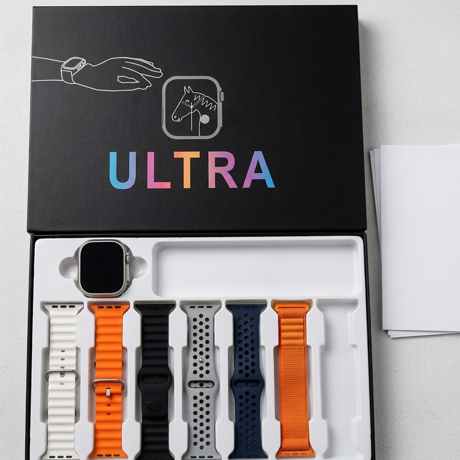 iMounra 2 BIG 2.01 Ultra Smartwatch Random Box | 7 in 1 Strap Multi-Color Bundle - Image 2
