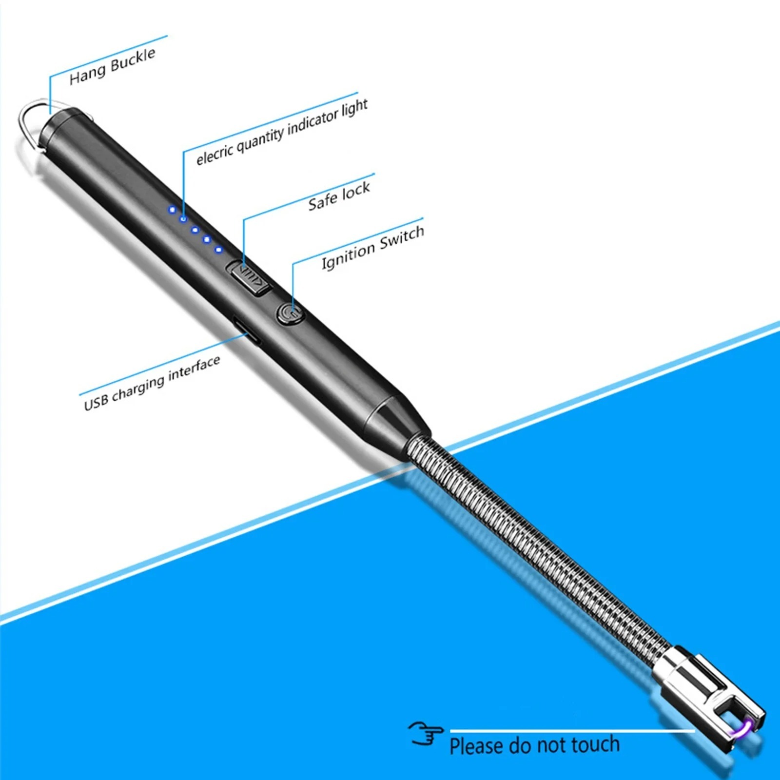 360° Outdoor Kitchen Lighter Usb Rechargeable Portable Electronic Arc Lighter Flexible Neck Safety Lock Windproof Eco Friendly Design (Random Colors) - Image 4