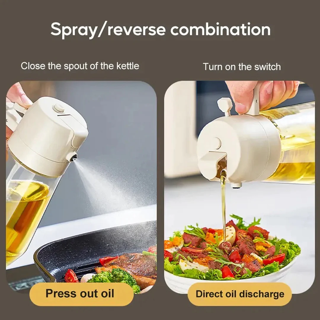 2-in-1 Oil Jug with Dispenser & Handle Glass Cooking Oil Container | 450Ml - Glass (Random Color) - Image 3