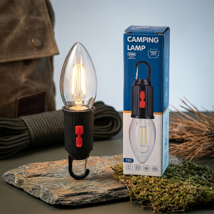 T03 & T05 Portable Warm Light Camping Lamp with Hanging Hook Rechargeable Emergency LED Lantern - Image 3