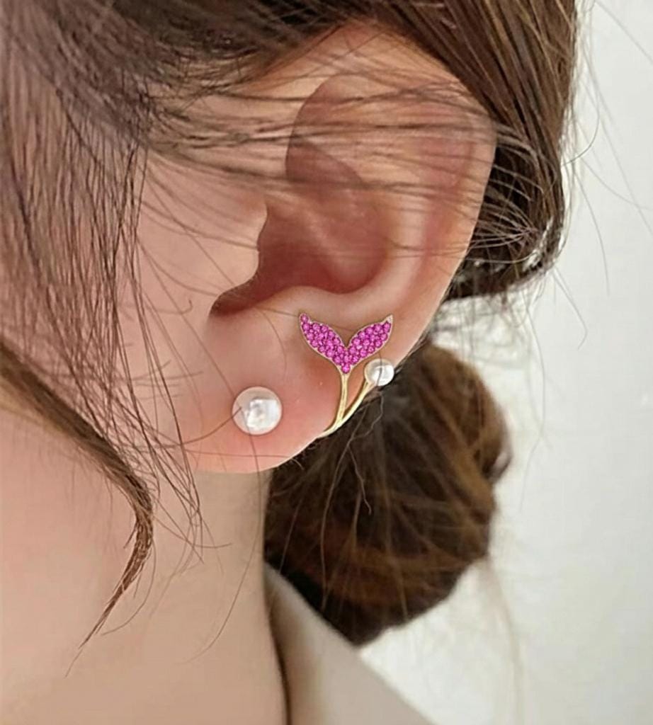 AUJ-939 Korean Fish Tail Earrings Elegant Fashion Jewellery, Stylish Accessory for Women - Image 4