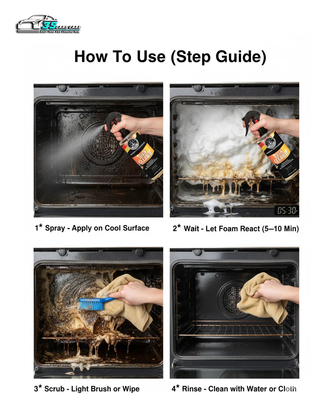 Oven Cleaner Heavy-Duty Grease & Spill Remover | THREE GUYS - German Engineered (250) - Image 3
