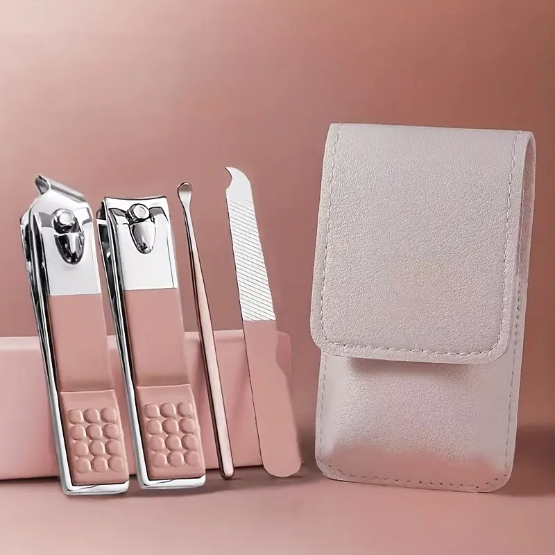 4-in-1 Professional Manicure Set Stainless Steel Nail Care Kit with Nail Clippers, Nail File & Dead Skin Fork (Random Color)