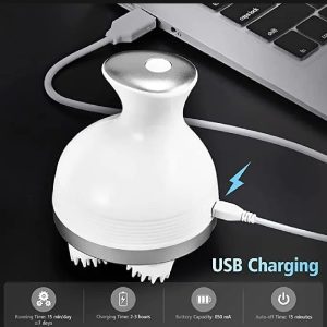 Electric Scalp Massager with 4 Tissue Kneading Nodes  Waterproof Handheld Head & Full Body Massager for Stress Relief