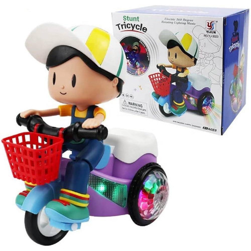 Musical Stunt Tricycle Toy Bike for Kids with 360° Rotation, 3D Flashing Lights, Music & Bump and Go Action - Image 2