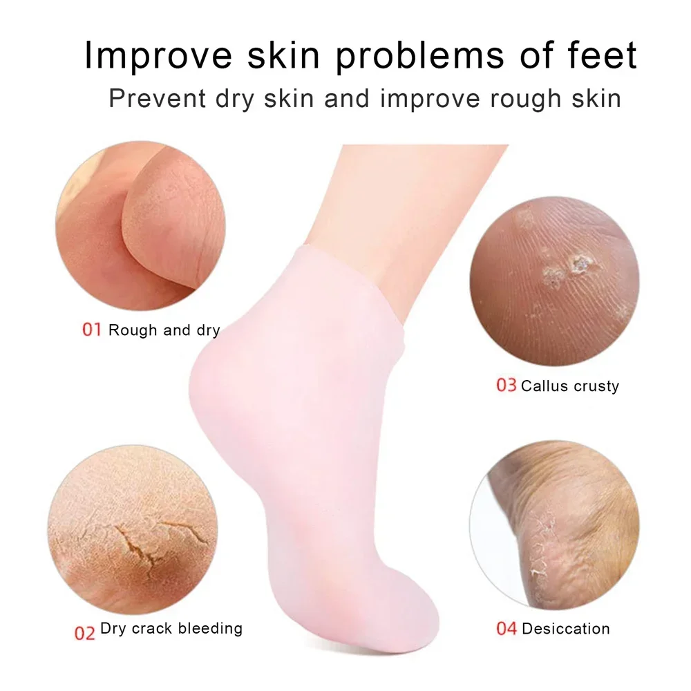 (Combo Pack - Hight Quality) Moisturizing Glove and Socks Set, Silicone Gel Spa Socks For Dry Cracked Skin & Silicone Jelly Socks Gel Moisturizing Socks Foot Care Protector