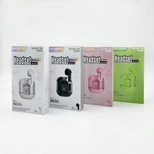 Air 31 Wireless Earbuds with Transparent Crystal Case, Bluetooth 5.3, Type-C Charging (Random Color)