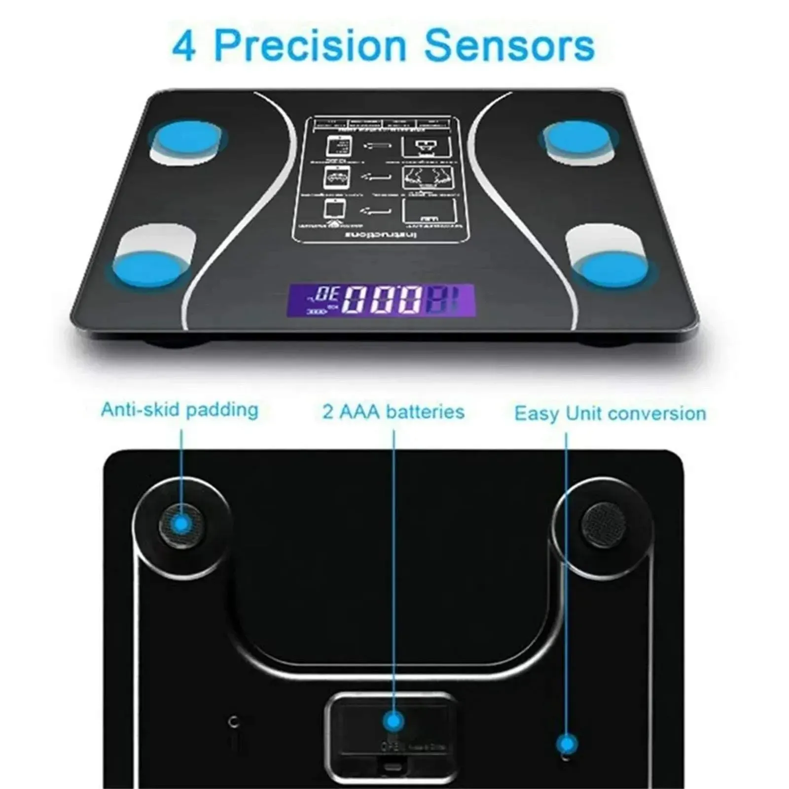 Smart Wireless Bluetooth Digital Weight Scale Max 180kg, Precision D=50g, Body Weight Monitoring - Image 4