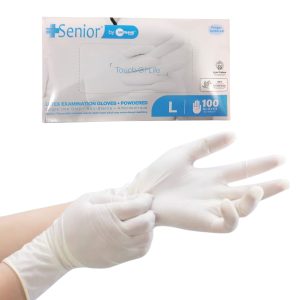 Senior Latex Examination Powdered Gloves Â 100 Pcs Box, Premium Quality Disposable Medical Gloves For Professional Use, White Color