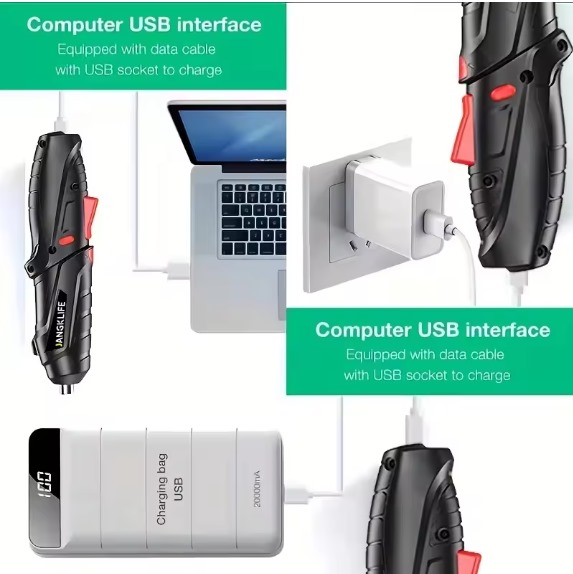 Portable Electric Screwdriver 47 in 1 Rotated 90 Degrees Rechargeable Screwdriver - Image 4