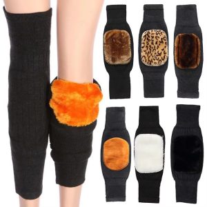 Unisex Women MenÂs Cashmere Wool Knee Brace Pads | Winter Warm Thermal Knee Warmers Velvet Knee Protector (Random Color)