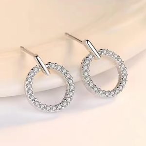 ZVT-168 Circle Zircon Korean Earrings Elegant Fashion Jewellery, Stylish Accessory for Women