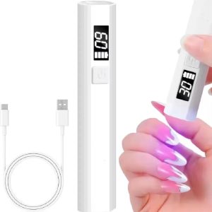 UV Light for Gel Nails Handheld Mini Flash Cure Lamp | Portable Lumière Nail Dryer | Fast Drying Gel Polish & Nail Glue | Home & Salon Use