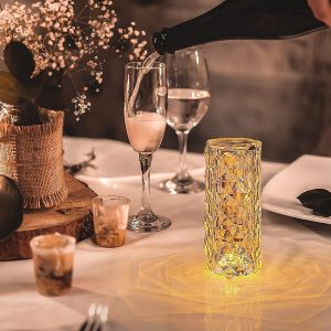 Crystal Rose Diamond Lamp 16 Colors Changing LED Touch Lamp with Remote & USB Charging