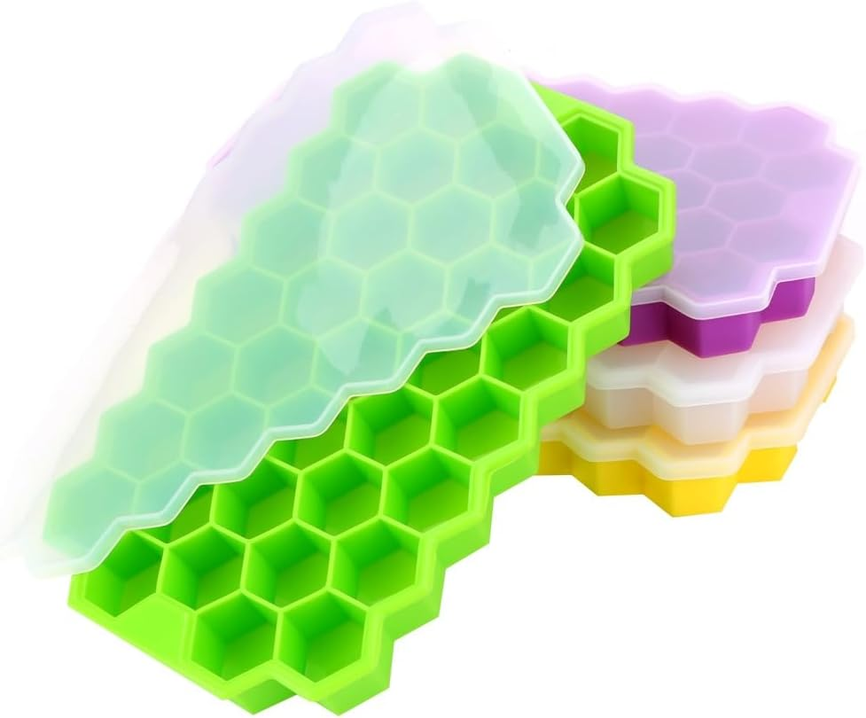 Silicone Ice Cube Tray 37 Grid Ice Cube Mold with Lid Honeycomb Ice Maker Reusable Ice Container for Coffee Juice (Random Color) - Image 2