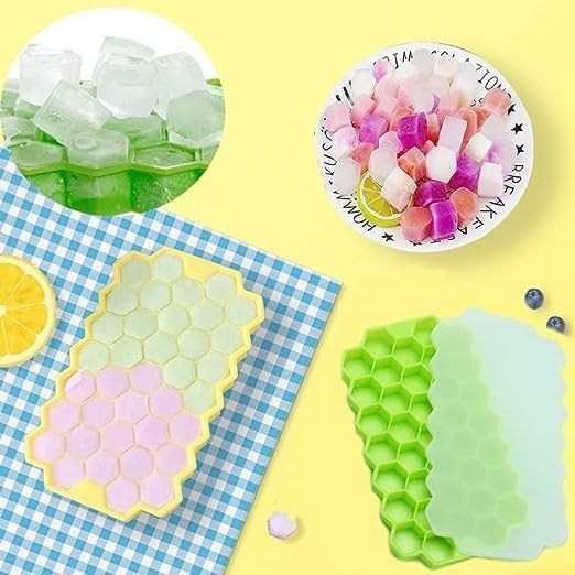 Silicone Ice Cube Tray 37 Grid Ice Cube Mold with Lid Honeycomb Ice Maker Reusable Ice Container for Coffee Juice (Random Color) - Image 3