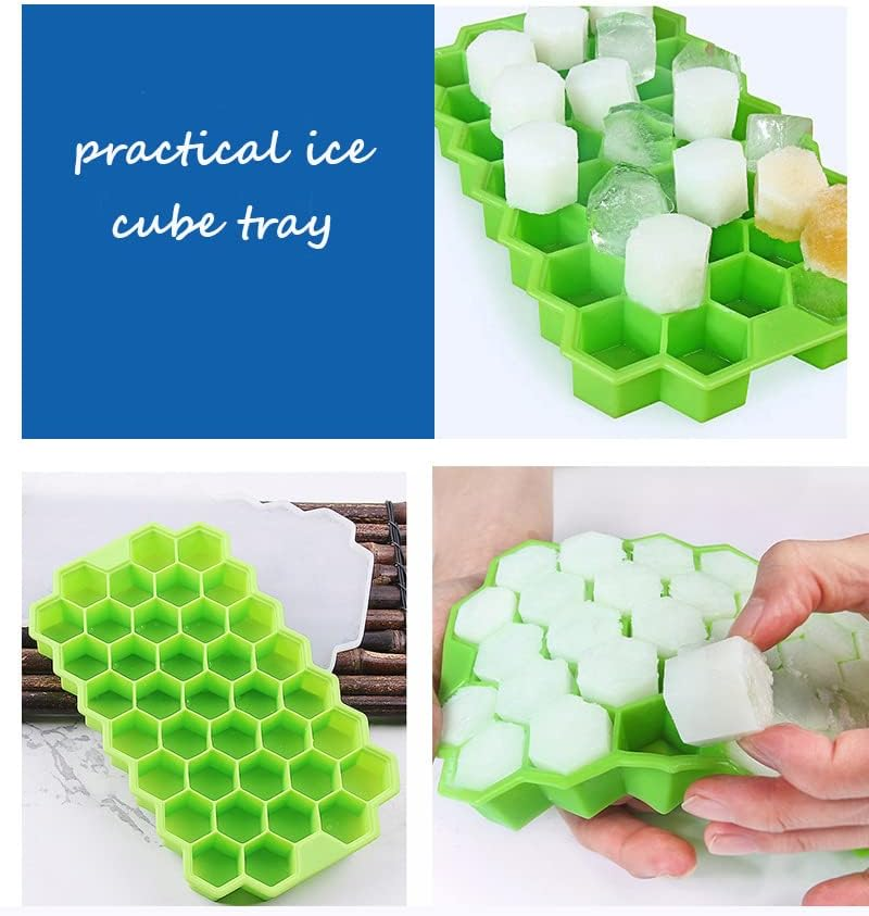 Silicone Ice Cube Tray 37 Grid Ice Cube Mold with Lid Honeycomb Ice Maker Reusable Ice Container for Coffee Juice (Random Color) - Image 4