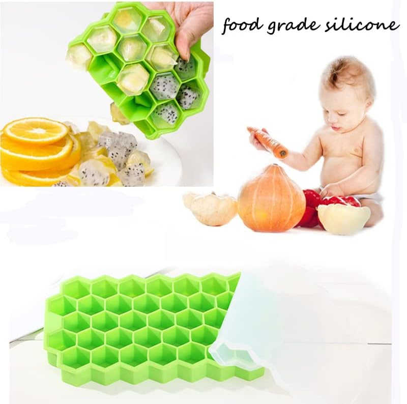 Silicone Ice Cube Tray 37 Grid Ice Cube Mold with Lid Honeycomb Ice Maker Reusable Ice Container for Coffee Juice (Random Color) - Image 5