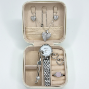 Elegant Heart & Stone 5-Piece Womens Jewelry Gift Set ~ Imported