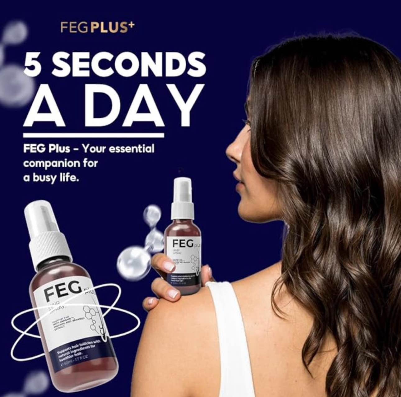 FEG PLUS Hair Growth Serum & Spray 50ml Advanced Formula for Men & Women, Stronger, Thicker Hair