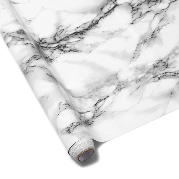 Self Adhesive White Marble Sheet Sticker For Kitchen, Cupboard, Wall Anti Oil And Heat Resistant Wallpaper - 02 Meter - Image 2