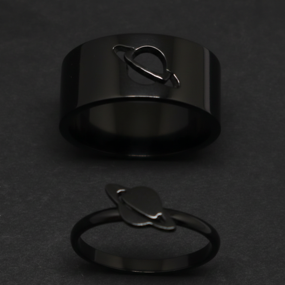 Planet Saturn Promise Couple Rings With Elegant Design And Symbolic Meaning For Special Bond Adjustable Size - Image 2