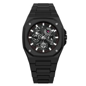 Premium Black Stainless Steel Waterproof Mens Watch  Luxury Multi-Dial Design (With Box)