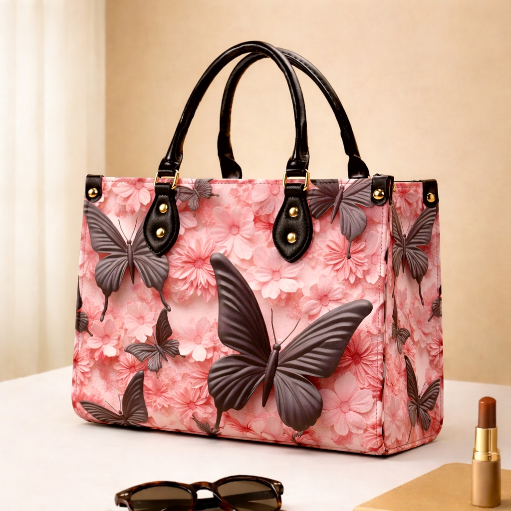 Premium Floral Print Tote Bag Elegant Handcrafted Shoulder Bag with Top Handles - Image 2