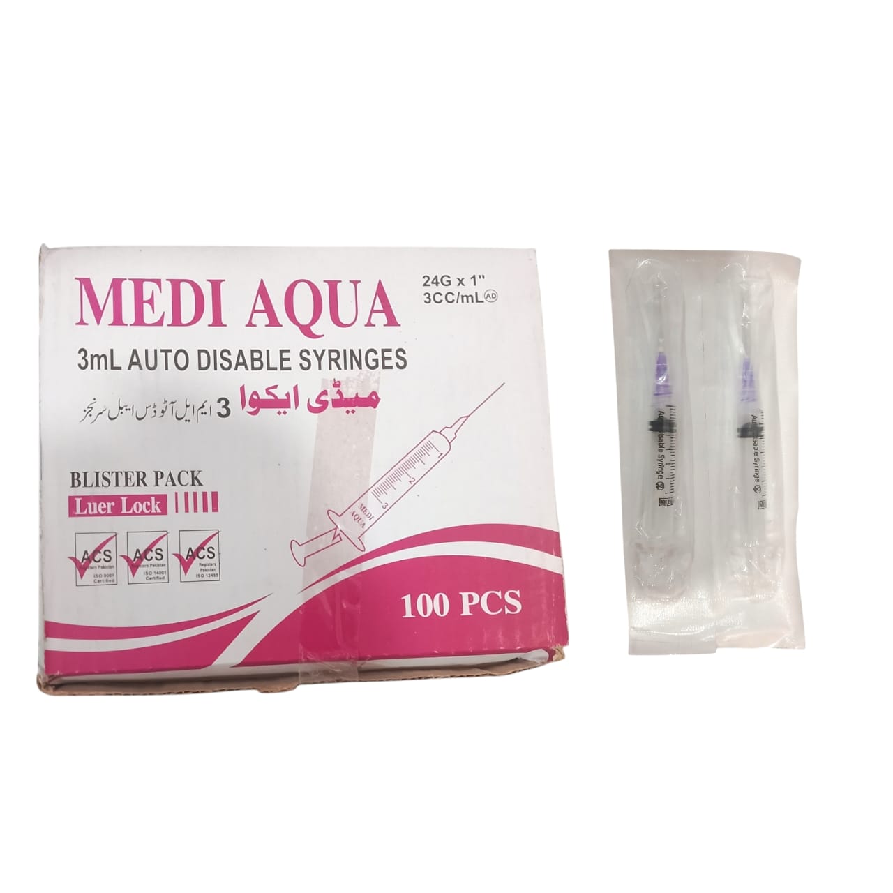 Medi Aqua 3cc Syringes Precision, Safety & Comfort for Medical Use, Designed for Accurate Dosage, Smooth Injection & Reliable Patient Care Every Time (Pack of 100) - Image 3