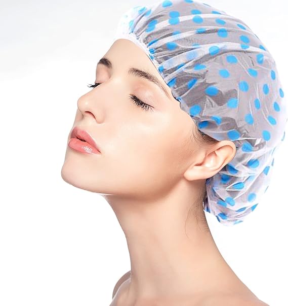 (pack of 6) Shower Caps Waterproof Shower Cap for Women Reusable Shower Hat Bath Caps with Elastic Band, Large Plastic Long Hair Environmental Protection Hats for Ladies Girls Kids Spa Salon - Image 3