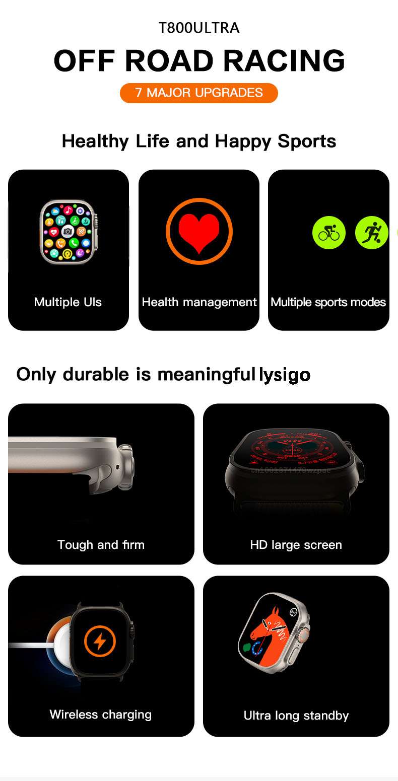 T800 Ultra Smart Watch Random Color) - Image 2