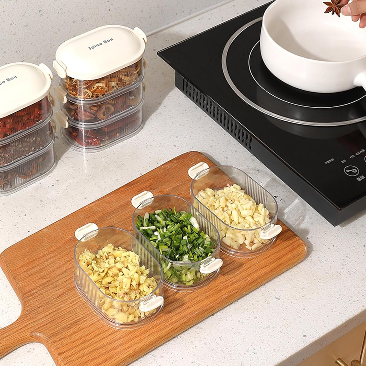 4 Layers Multi-Layered Seasoning Spice Storage Box, Seasoning Storage Box, Multi Tableware Set Accessories for Outdoor BBQ Picnic (random color) - Image 4