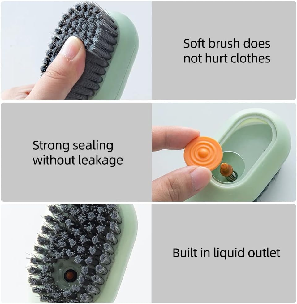 Multifunctional Soft-Bristled Shoe Brush Shoe Brushes Long Handle Brush Automatic Filling Clothes Cleaning Clothing Board Tools (Random Color)