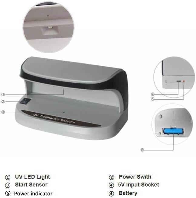 Portable Handy Small UV Counterfeit Detector Bank Note Detector Money Checker with Battery | Note Checker | Fake Note Detector - Image 2