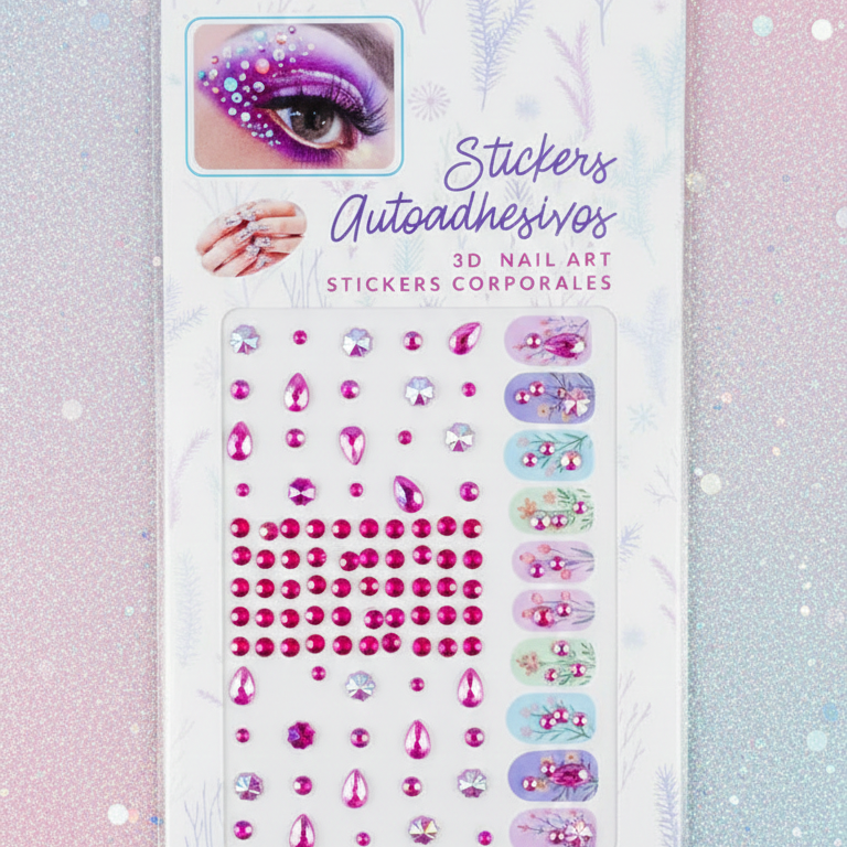 Temporary Tattoo for Women Rhinestone Gems Face & Body Sticker | Self-Adhesive Crystal Makeup Decoration for Parties & Festivals (Random Design)