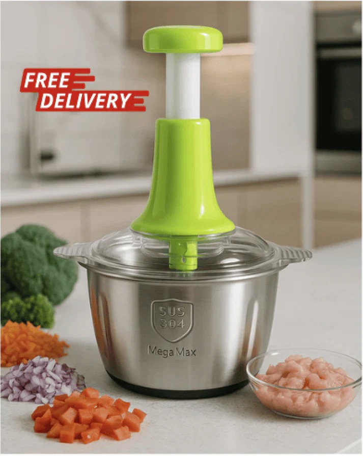 Large 2L Bowl Effortless Vegetable Chopper & Meat Mincer Manual Hand-Press Food Processor for Fruits, Herbs, Garlic, and Onions (Random Color) - Image 2