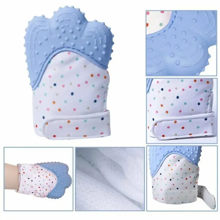 BABY SILICONE TEETHING MITTEN GLOVES NEWBORN CHEWABLE MITTENS TEETHER - Image 2