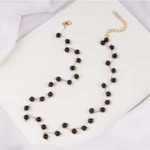 Zig Zag Black Choker With Earrings for girls