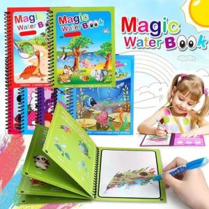 Magic Water Book Painting 5 Pages Drawing Coloring Book With Magic Water Pen ( Random Design )