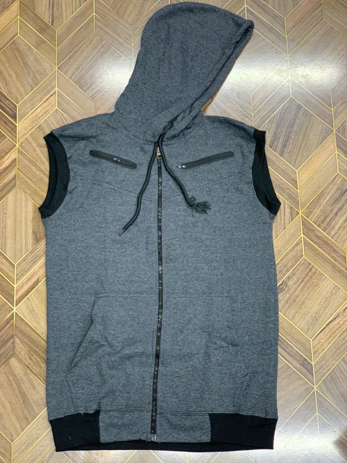 Premium Men's Sleeveless Tech Hoodie Vest | Full-Zip, Jersey Fabric