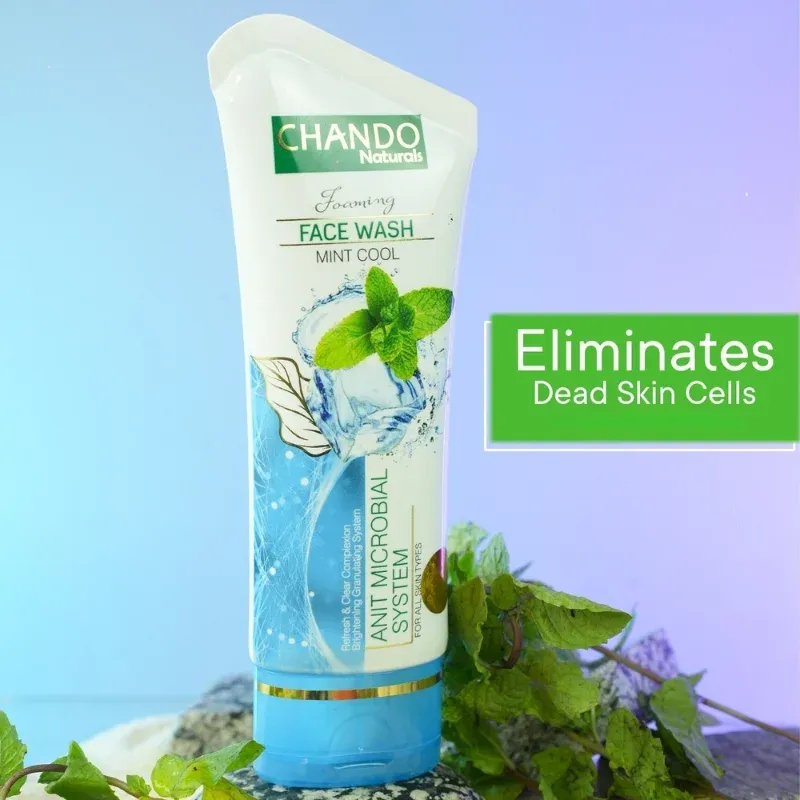 CHANDO Naturals Foaming Face Wash Mint Cool Anti-Microbial Daily Cleanser for Oily & Acne-Prone Skin (100ml)