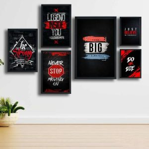 Motivational Wooden Wall Art Frame Set  6 Pcs Inspirational Quotes