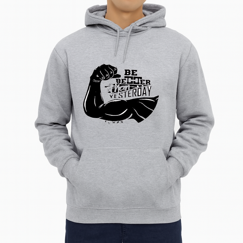 New Summer Collection Full Grey Hoodie GYM Printed For Men And Boys - Image 2