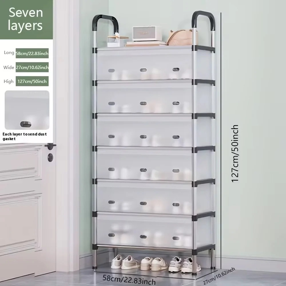 Modern Multi‑Layer Shoe Storage Rack | Dustproof Cover & Handles | Space‑Saving Organizer - Image 3