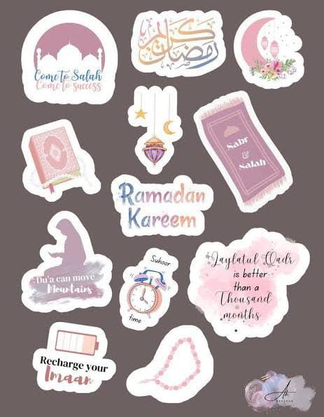 Ramadan Mubarak Sticker Pack 12 Uncut Decorative Stickers